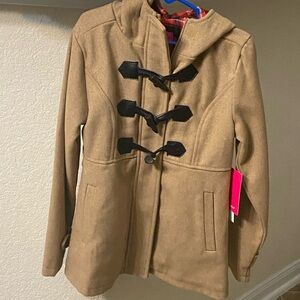 Pink Victoria's Secret Tan Coat with Plaid Lining